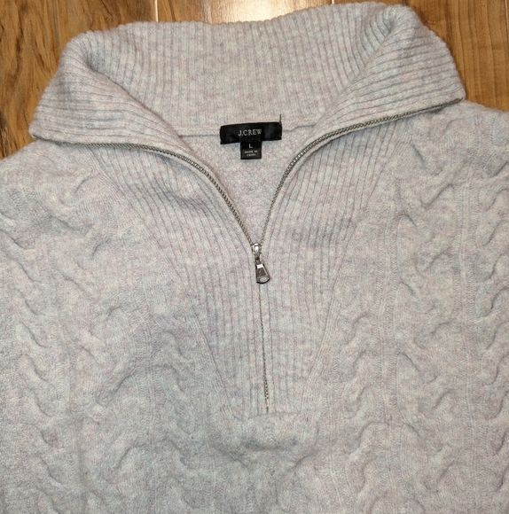 J. Crew Cable-knit half-zip sweater in Supersoft Merino Wool Blend Women's Large - Picture 5 of 6